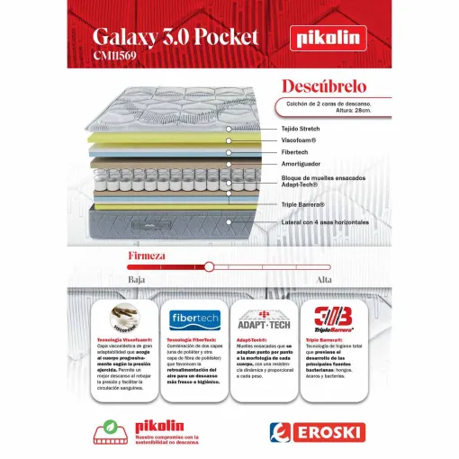 Colchón mixto 150x200 cm Galaxy Pocket 3.0 PIKOLIN