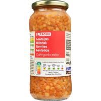 Lentejas cocidas EROSKI, frasco 400 g