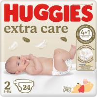 HUGGIES EXTRA CARE pixoihala (3-6 kg), 2 neurria, paketea 24 ale
