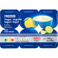 EROSKI jogurt grekoa lima-limoia, sorta 6x125 g