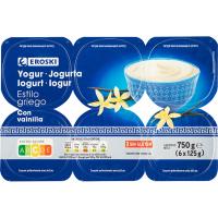 Yogur griego con vainilla EROSKI, pack 6x125 g