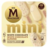 Helado mini white mix MAGNUM, 6 uds, caja 330 g