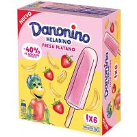 Polo Danonino de fresa y plátano DANONINO, 6 uds, caja 210 g
