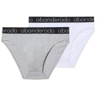 Slip hombre cerrado algodón elástico, blanco/gris talla M ABANDERADO, pack 2 uds