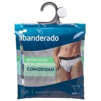 Slip hombre cerrado algodón elástico, blanco talla XL ABANDERADO, pack 2 uds