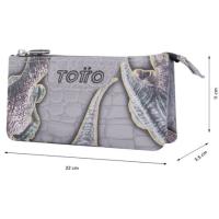 Estuche triple compartimento Dino gris Tablero TOTTO, 22x11x3,5 cm