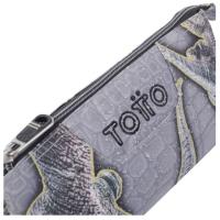 Estuche triple compartimento Dino gris Tablero TOTTO, 22x11x3,5 cm