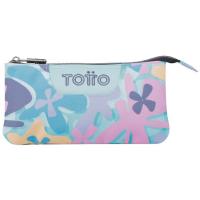 Estuche triple compartimento Flores Hawaianas Tablero TOTTO, 22x11x3,5 cm