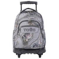 Mochila con ruedas, estampado dinosaurio gris TOTTO, 52x37x25 cm