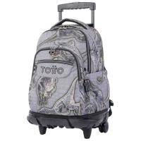 Mochila con ruedas, estampado dinosaurio gris TOTTO, 52x37x25 cm