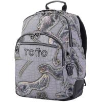 Mochila estampado Dinosaurio gris TOTTO, 44x33x13,5 cm