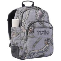 Mochila estampado Dinosaurio gris TOTTO, 44x33x13,5 cm