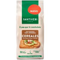 Pan tostado 100% integral con cereales SANTIVERI, paquete 200 g
