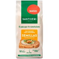 Pan tostado 100% integral con semillas SANTIVERI, paquete 200 g