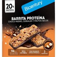 Barrita proteína choco.negro,cereales,almendras BICENTURY, 90g