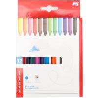 Lápices de ceras plásticas, 12 colores, Plasticeras MS, caja 12 uds