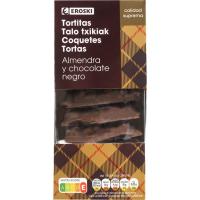 Mini tortitas de chocolate negro c/ almendras EROSKI, caja 225 g