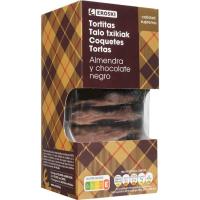 Mini tortitas de chocolate negro c/ almendras EROSKI, caja 225 g