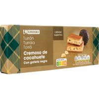 Praliné crema de cacahuete y galleta negra EROSKI, caja 150 g