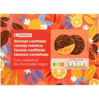 Naranja cubierta de chocolate negro deluxe EROSKI, caja 150 g