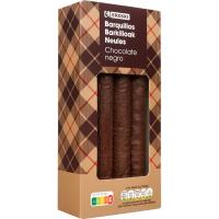 Barquillos cubiertos de chocolate negro EROSKI, caja 140 g