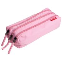 Estuche portatodo rosa, 3 cremalleras, 400185108 ENRI, 22x8x4 cm