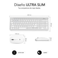 Teclado y ratón inalámbrico plata/blanco, 2,4G Combo Dual Prestige SUBBLIM