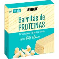 Barrita de proteína y chocolate blanco WEIDER, 3 uds, caja 105 g