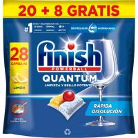 Lavavajillas máquina limón FINISH QUANTUM, bolsa 20+8 dosis