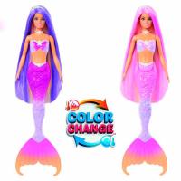 Muñeca Barbie toque de magia Malibú sirena cambia de color edad rec:+3 años BARBIE