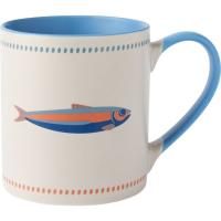 Taza mug blanca y azul Pescado. 330 ml