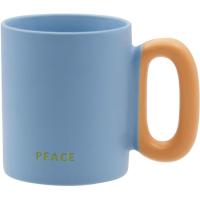 Taza mug azul con asa naranja Peace, 340 ml