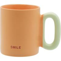 Taza mug naranja con asa verde Smile, 340 ml