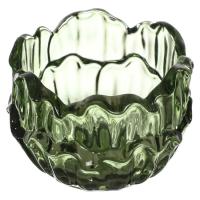 Soporte de vela Tealight Fortavela, vidrio verde labrado, 8x6 cm