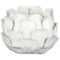 Soporte de vela Tealight Alcachofa, porcelana blanca, 12,8x12,8 cm