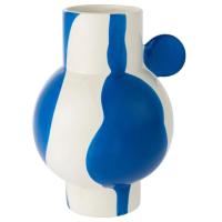 Jarrón de cerámica blanca y azul, 18x17,3x25 cm