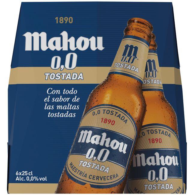 precios Cerveza Tostada 0,0 Mahou, Pack Botellín 6X25 Cl en Eroski