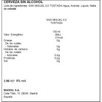 Cerveza tostada 0,0 SAN MIGUEL, pack lata 12x33 cl