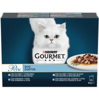 Alimento duo pescados para gato GOURMET PERLÉ, pack 8x85 g