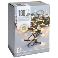 Guirnalda Navideña con 180 luces led blanco cálido, controlador de 8 funciones memoria, temporizador, válida para exterior: IP44, 13,5 m