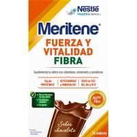 Bebida soluble con fibra sabor chocolate MERITENE, pack 6x50 g