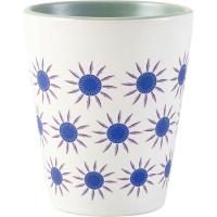 Vaso de gres blanco con Soles e interior azul, 300 ml