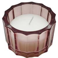 Vela en vaso de vidrio rosa facetado, aroma higo, 9x7 cm