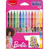 Rotulador de colores, 12 colores Barbie MAPED, pack 12 uds