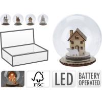 Bola de cristal con luz led y motivo Navideño en madera, surtido ¿Cuál te llegará?