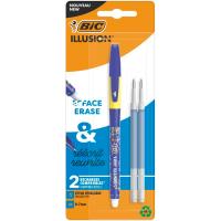 Bolígrafo tinta gel borrable, tinta azul, punta 0,7mm, 2 recambios Illusion BIC