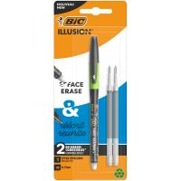 Bolígrafo tinta gel borrable, tinta negra, punta 0,7mm, 2 recambios Illusion BIC