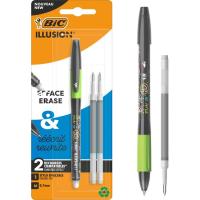 Bolígrafo tinta gel borrable, tinta negra, punta 0,7mm, 2 recambios Illusion BIC