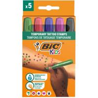 BIC Kids Tatoo tenporalerako errotuladorea, 5 txantiloi, dermatologikoa, sorta 5 ale