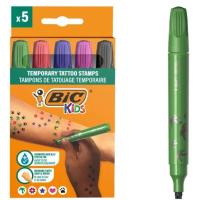 BIC Kids Tatoo tenporalerako errotuladorea, 5 txantiloi, dermatologikoa, sorta 5 ale